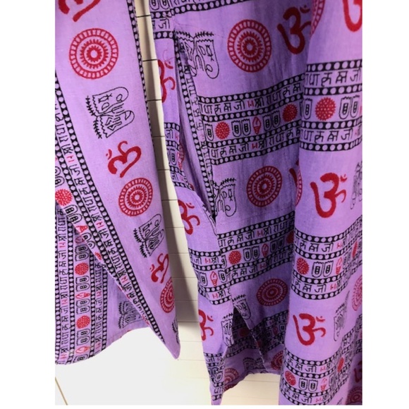 NWT Indian Bohemian Sanskrit Print Om Tunic Purple - Picture 4 of 4
